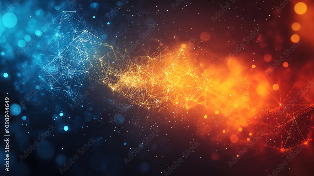 Aufkleber science and technology presentation template featuring a futuristic plexus style background