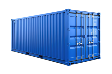 Blue cargo container on white background
