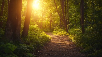 Obraz premium Sunlit Forest Path