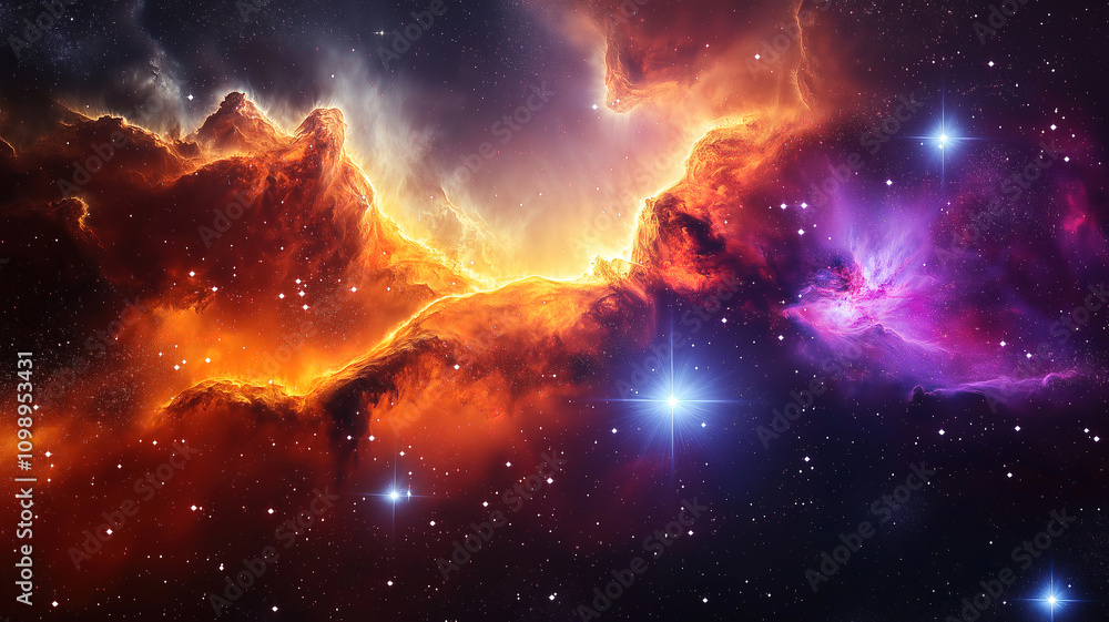 Wall mural cosmic stars and nebula swirling in the universe, creating a stunning galaxy backdrop