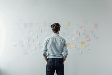 A Man Contemplating a Wall of Sticky Notes: Business Planning and Strategy