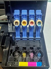 CMYK Ink tanks in inkjet printers