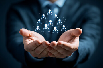 Teamwork, collaboration, and partnership: a business vision for growth and success.  A conceptual image representing a network of people working together towards a shared goal.