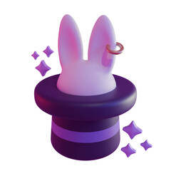 magic hat and rabbit Cute Witchcraft 3D Icons