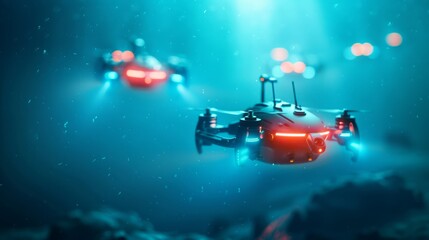 Futuristic Underwater Drones in Action