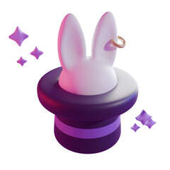 magic hat and rabbit Cute Witchcraft 3D Icons