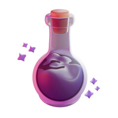 flask with a liquid. Cute Witchcraft 3D Icons