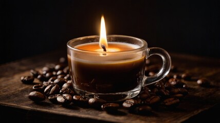 cup of coffee with candle