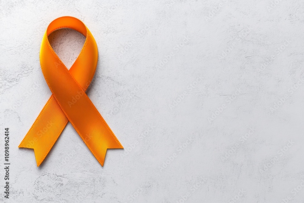 Poster A minimalist design of a ribbon symbolizing awareness with clean lines and soft gradients on a white background
