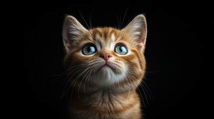 Obraz premium Close-up of an orange tabby cat with striking blue eyes.