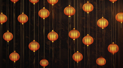 Fototapeta premium gold hanging lantern. Happy Chinese new year background vector.
