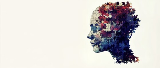 Obraz premium Dementia Awareness Brain Puzzle Pieces Memory Loss Alzheimer's Parkinson's Disease Diagnosis Health Concept