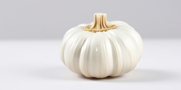 A singlA single clove of garlic isolated on a white clipping against a neutral background, culinaryClove oClove of garlic placed next to a slice of lemon on a crisp white surface, garlic cloves
