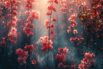Fototapeta premium Beautiful blooming sakura flowers in a spring garden. Soft focus.,. 