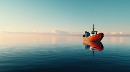 Obraz premium Cargo Ship in Tranquil Ocean Waters