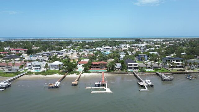 Waterfront homes along the intracoastal near St. Augustine, St Johns County, Florida. 