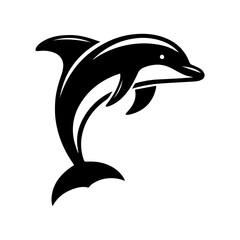 Obraz premium Simple Vector Icon of a dolphin – Logo Design Illustration