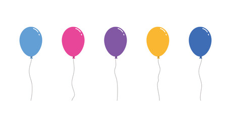 Bunch of balloons for birthday and party decor. floating up with rope © katakari