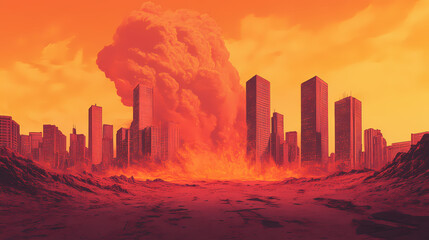 Fototapeta premium nuclear sunrise in the city