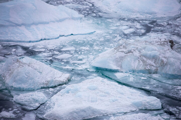 Beautiful Greenland icebergs in the Arctic in autumn