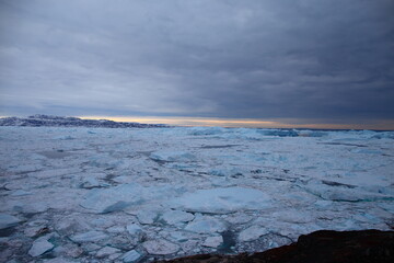 Beautiful Greenland icebergs in the Arctic in autumn © zheng