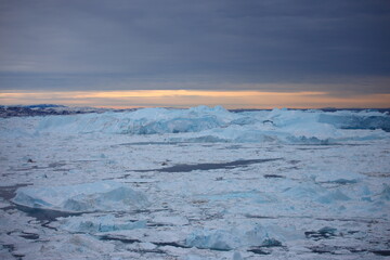 Beautiful Greenland icebergs in the Arctic in autumn © zheng