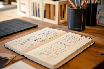 Obraz premium A graphic designer's sketch book with several isotype designs.