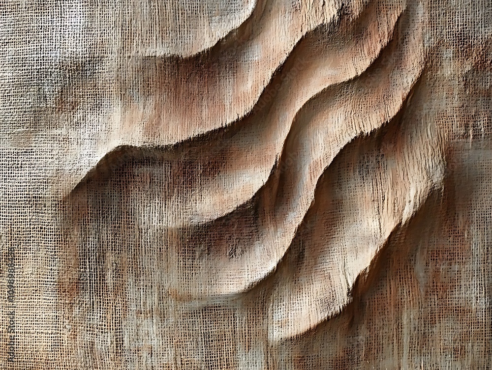 Poster carved wood texture with wavy pattern, showing depth and grain.