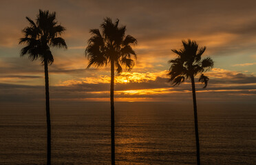 Beautiful aerial sunset vista at the Salt Creek Beach in Dana Point, Orange County, Southern California 