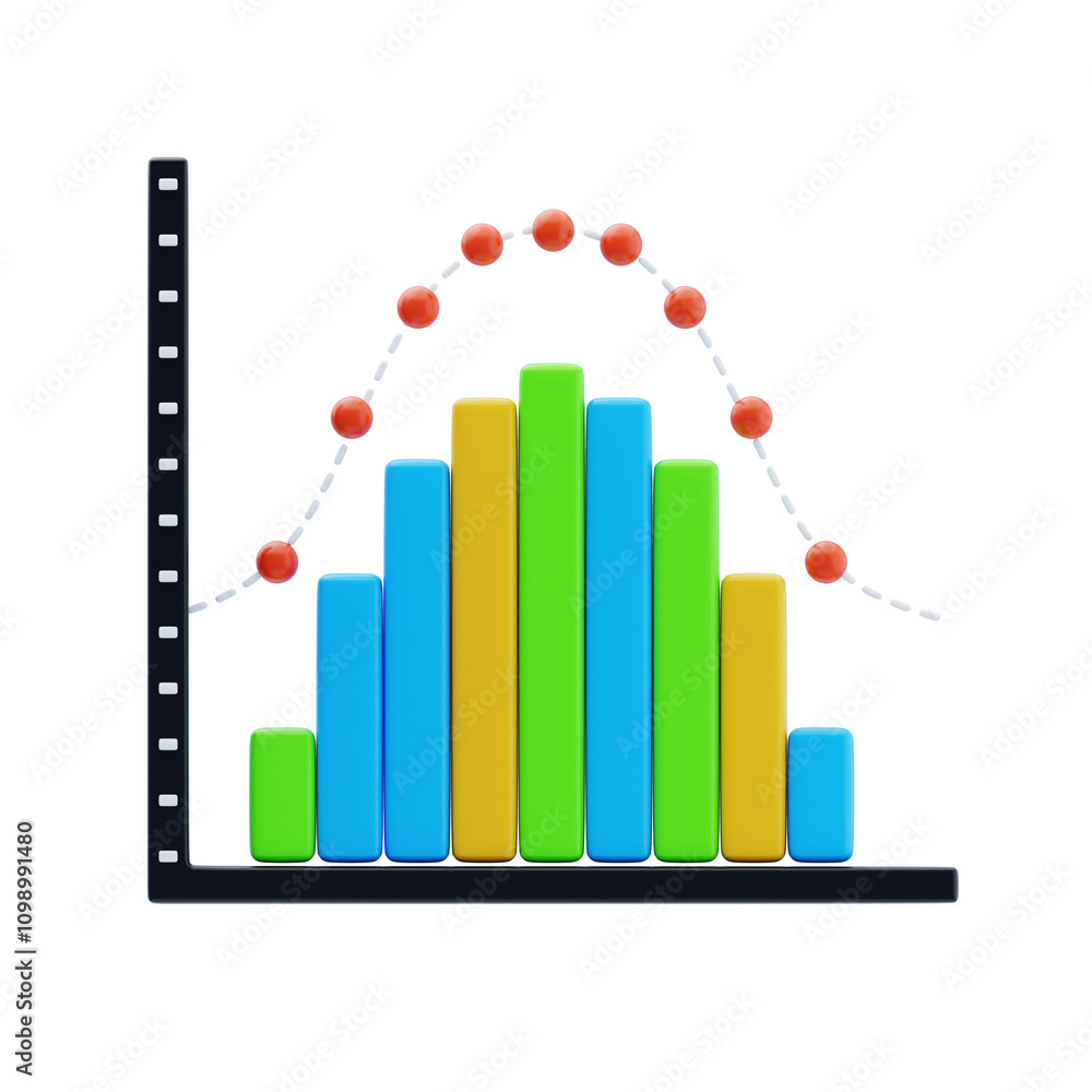 Poster 3d histogram with distribution curve