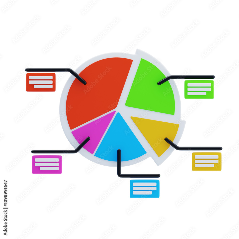 Poster 3d pie chart with labeled segments