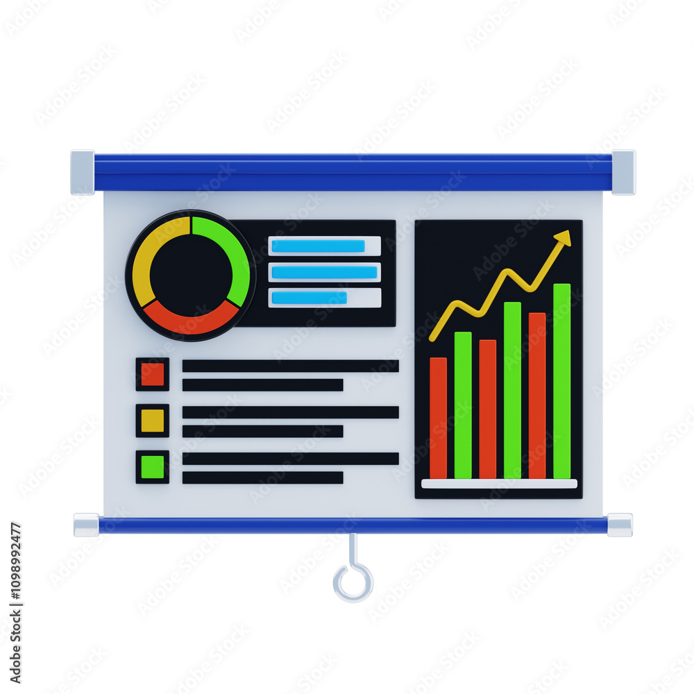 Poster 3d data visualization with graphical elements