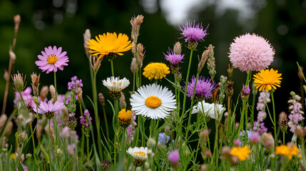 Fototapeta premium Vibrant wildflower bloom nature reserve photography sunny day close-up natural beauty for serenity