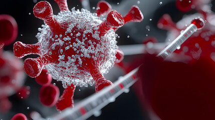 Covid-19 virus structure scientific visualization laboratory environment close-up view health concept for education