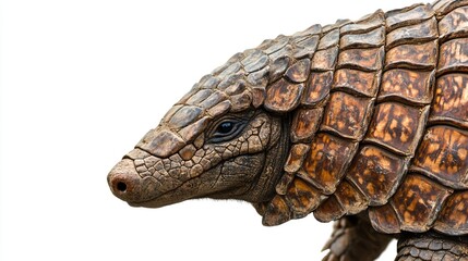 Fototapeta premium Close-up of a Brown Pangolin's Face and Scaly Body