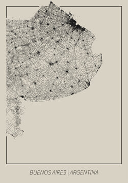 Buenos Aires (Argentina) street map outline for poster.