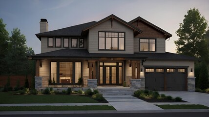 Fototapeta premium Front house design of usa 