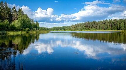 Obraz premium Lake Reflection Summer Landscape