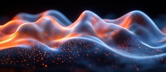 Fototapeta premium Abstract representation of flowing waves with glowing particles and vibrant colors.