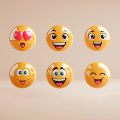 Obraz premium Collection of cheerful and playful emoji faces expressing different emotions in a vibrant and colorful design