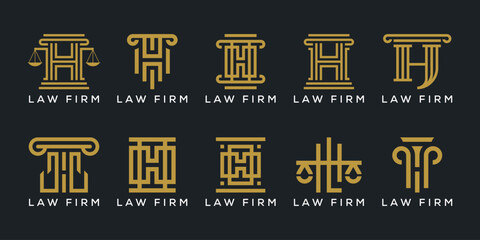Naklejka premium letter H justice law firm logo design, set bundle of collection vector icon graphic