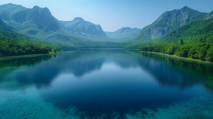 静かな湖の空撮10