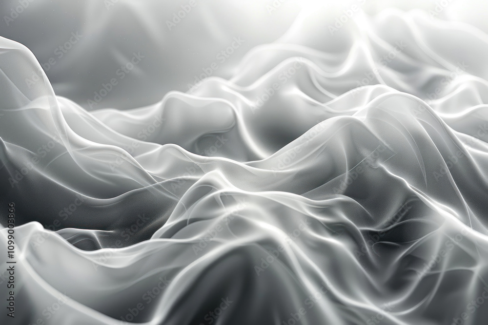 Aufkleber an abstract composition reminiscent of a wavy surface of thin transparent fabric or fog.