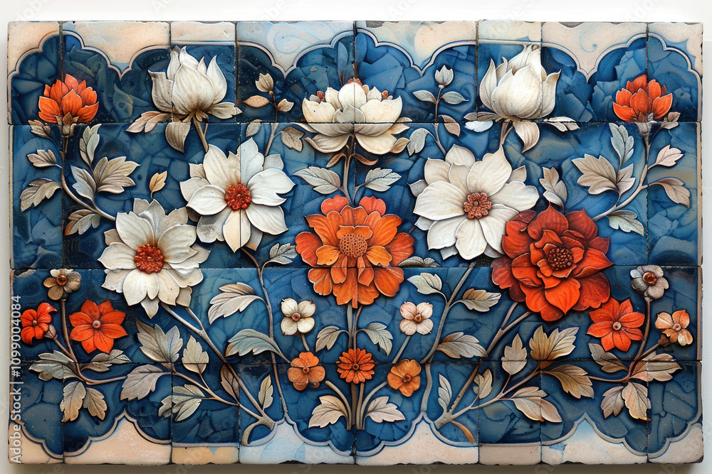Poster artistic panel made using ceramic mosaic technique. the panel consists of many tiles that form a sin