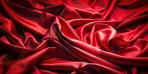 Fototapeta premium Luxurious Red Silk Texture: Crumpled Satin Fabric Background for Elegant Night Photography