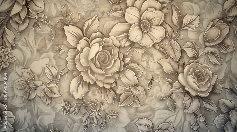 Poster a delicate and elegant floral pattern with a 3d embossed effect.
