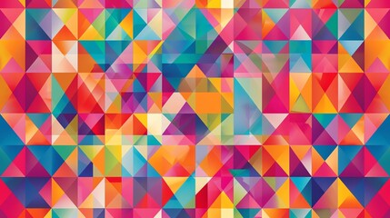 A vibrant, colorful, and geometric pattern of  overlapping and intersecting triangles.