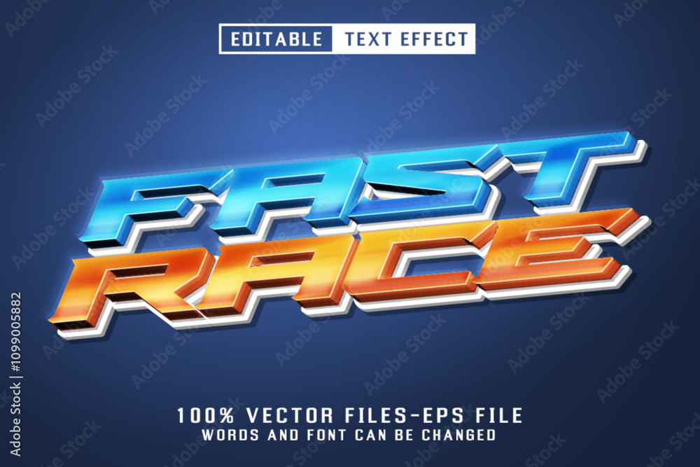 Poster fast race 3d text - editable text effect