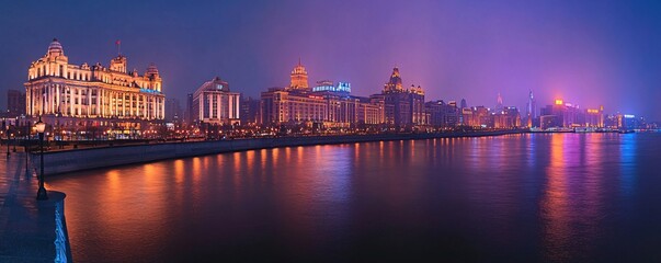Fototapeta premium The Bund in Shanghai, with its historic buildings along the waterfront