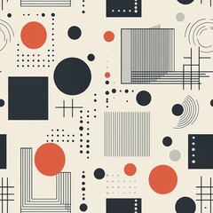Seamless pattern of freeform rectangles and circles with a minimalist look
